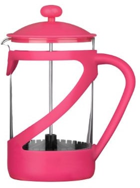 PREMIER Housewares 0602451 Caffettiera Kenya per 6 Tazze, 850 ml, Plastica, Inserto in Vetro Termoresistente Rosa Caldo