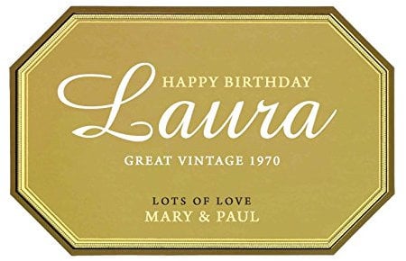 Champagne Label Personalised Edible Cake topper (1, 5 wide x 3.3 high)