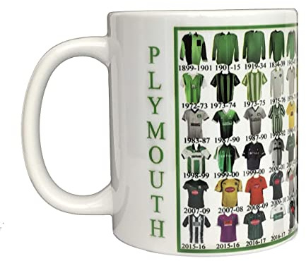 Plymouth Argyle Ceramic Mug - Football Shirt History Through The Ages