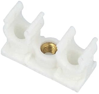 tecuro Doppel-Rohrclip mit Gewindebuchse M6, für Rohr Ø 10 mm, Kunststoff weiß (10 Stück) - 542006