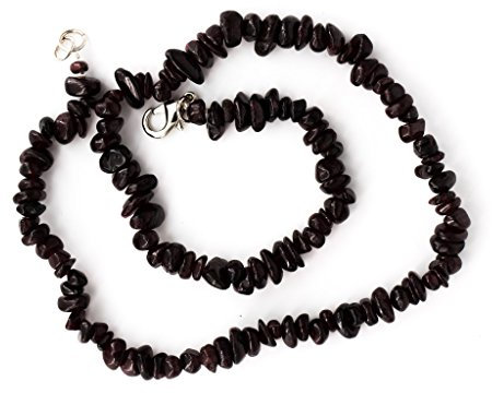 Taddart Minerals - Collier Sliver brun rouge foncé du grenat de pierres précieuses naturelles d'une longueur de 45 cm - fait à la main