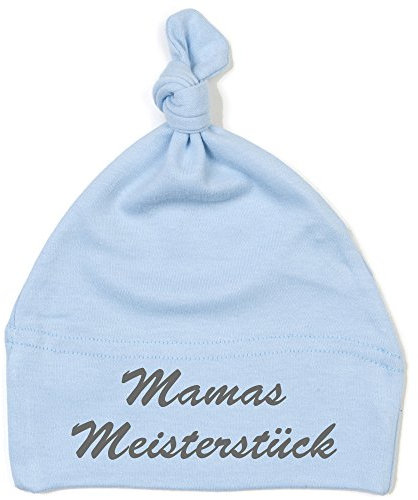 Schnoschi Babymütze in hellblau mit Mamas Meisterstück hochwertig Bestickt/gestickt