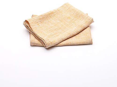 LinenMe Set aus 2 Gold Leinen Handtüchern Francesca, 46 x 65 cm, Badetuch, europäisches Leinen, Maschinenwäsche, Super saugfähig
