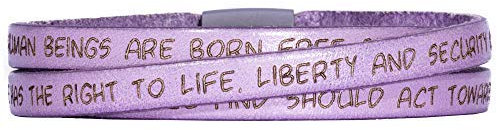 GILARDY GHR-BR1LI54 Human Rights Leder-Armband BR1 in der Farbe Lilac/Lila mit Gravur der Menschenrechte 54 cm - Small