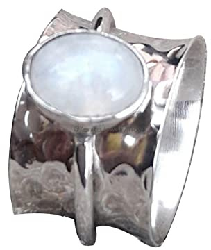 Mondstein Spinner Band Ring, massivem 925 Sterling Silber Ring, Geschenk Ring für Weihnachten, Daumenring