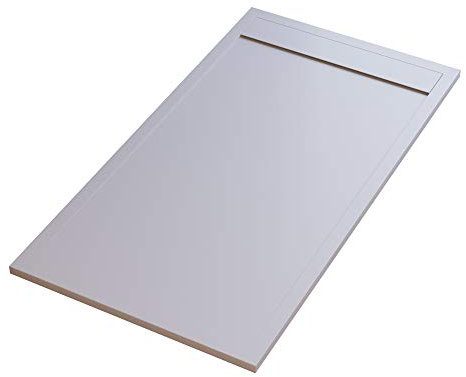 Essence receveur de douche en marbre minéral, effet pierre ardoise, modèle unique, en marbre de résine avec gelcoat, évacuation moderne, blanc, 90 x 200 cm