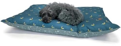 Danish Design FatFace Hundedecke mit fliegenden Vögeln, superweich, nachhaltig, tief, Größe L, Blau/Blaugrün