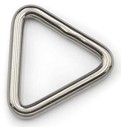 DIOS24 3 Stück Triangel Ring geschweißt, poliert 6 x 50 mm (Größe und Menge wählbar!) - Edelstahl V2A - Dreieck-Schnalle Triangel Öse Edelstahlring Deltaring