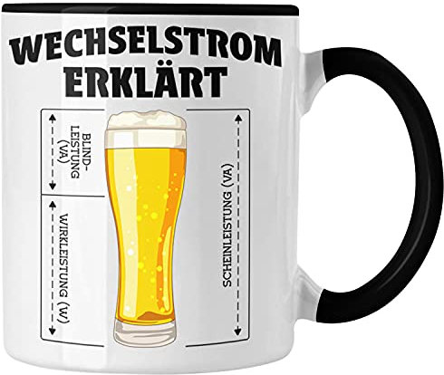 Trendation - Elektriker Geschenke für Männer Tasse Geschenk Elektriker Elektroniker Geschenkidee Sprüche (Schwarz)
