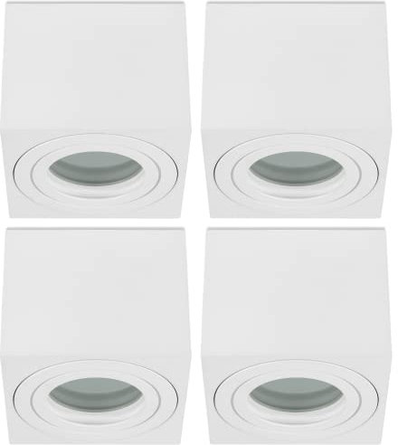 Sweet Led 4x Deckenstrahler IP44 flach bad aus aluminium aufbaurahmen Feuchtraum 65mm hoch Aufbauleuchte Aufbaustrahler 230V Aufputzstrahler Spotleuchte Deckenstrahler Aufputz Spot weiß eckig