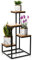 HowHomely 4 Etagen Blumentreppe - Metall Pflanzentreppe 79 cm Hoch - Blumenregal mit MDF-Platten in Eichenoptik für 4 Blumen - Blumenständer für die Innendekoration (Eichen)