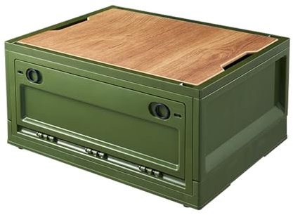 RMAN Aufbewahrungsbox mit Deckel 38L Campingbox Campingschrank Faltbar Transportbox Storage Box für Auto Kofferraum Organize mit 4 Rollen für Reisen im Freien, Camping, Familie, Camping Zubehör, Grün