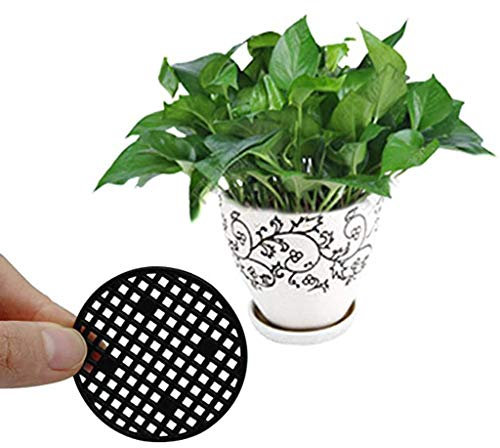 50 Stück Bonsai Abdecknetz aus Kunststoff, Schwarz Blumentopf Mesh Pad- Verhindert Bodenverlust Blumentopfloch Drainage Gitter für Bonsai -Schale, Blumentopf Topfpflanzen oder Pflanzkübel