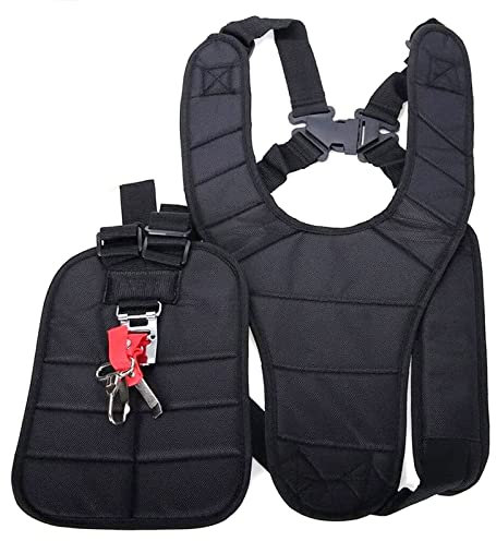 Doppelter Trimmer-Schultergurt, Schulterriemen für Motorsense, Doppelter Trimmer-Schultergurt, Komfort Einstellbare Doppelschultergurt für Motorsense Rasentrimmer Freischneider (Schwarz)