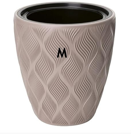 MELTOM Pot de Fleurs, Pot de Fleurs, Cache-Pot avec Insert Amovible, Effet 3D Rond, décoratif (Taupe, M - 32 cm)