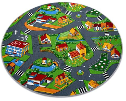 rugsx Teppich Little Village Kinderteppich für Babyzimmer, Kinderzimmer, Mehrfarbig Kreis 133 cm