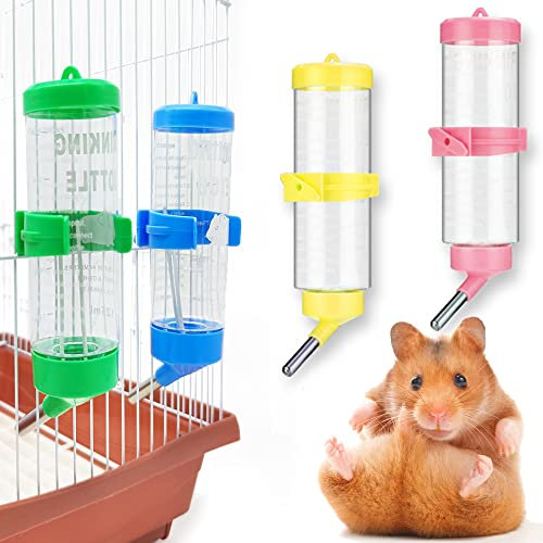 2X Botella Dispensador para Hámster Animales Pequeños Agua Plástica Colgante Bebedero Automático Dispensador de Jaula con 2 Bolas Rodaderas Color al Azar (S) BPS-6518 * 2