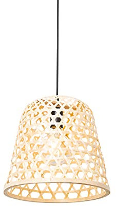Qazqa - Orientalisch Orientalische Hängelampe I Pendellampe I Pendelleuchte schwarz mit Bambus - Rayan I Wohnzimmer I Schlafzimmer - Bamboo Rund - LED geeignet E27