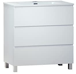 Baikal Mueble de Baño TRIX. Mueble 3 cajones, con Patas. Varios Acabados y Medidas. Mueble Montado. 3 Cajones 80 cm Blanco