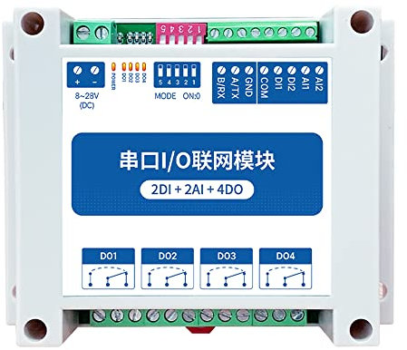 CDBAIRUI 4 Schalter-Ausgang 2DI+2AI+4DO RS485 ModBus RTU I/O Netzwerkmodule mit serieller Schnittstelle MA01-AACX2240 IOT Stabilität Watchdog für SPS