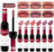 Prreal 6Pcs Wine Lip Tint, Matte Lipstick Lip Stain Set Long Lasting Waterproof Lip Stain Set, 6 Colors Velvety Liquid Wine Bottle Lip Gloss, Non-stick Cup Lip Makeup Gift Kit for Girls Women(Set B)