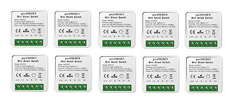 proAMEDEN ZigBee 3.0 16 A Smart Switch Mini Smart Switch Wifi, Modulo interruttore, Compatibile con Alexa e Google Home Assistant, (ZigBee, 10/un).