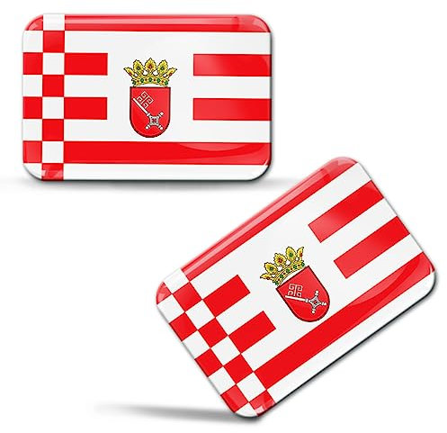 SkinoEu 2 x 3D Gel Aufkleber Bremen Bundeslandfahne Flagge Deutschland Deutsche Stadt Auto Fahrrad Motorrad Tuning F 249