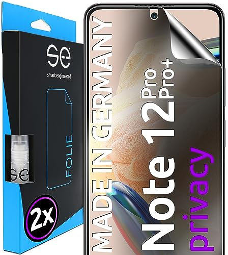 2X se® 3D SCHUTZFOLIE Privacy für Xiaomi Redmi Note 12 Pro,Blickschutz, 100% Fingerabdruck & FaceID kompatibel, einfache blasenfreie Installation, Ultra-Klar, Stoß-Kratzfest, aus Deutschland