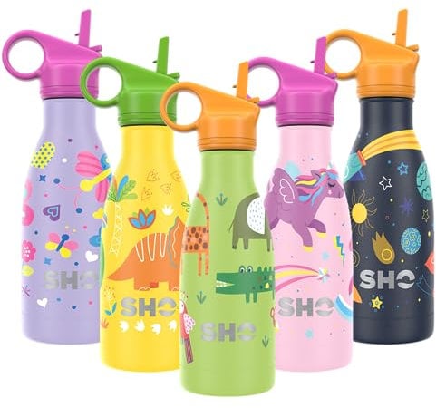 SHO Kinderflasche – Original 2.0 – Ultimativ isolierte, doppelwandige Edelstahl-Thermosflasche & Wasserflasche – 12 Stunden heiß & 24 Stunden kalt – 260 ml – BPA-frei (260 ml, tief im Dschungel mit