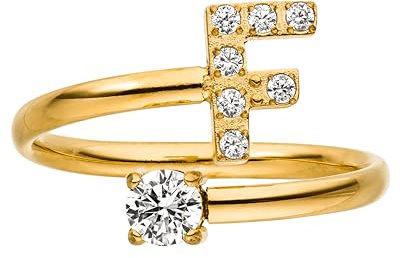 Purelei® Buchstaben Ring F – Damenring aus langlebigem Edelstahl – Wasserfeste Ringe – Verstellbare Ringe von Größe 50 bis 60 – Modeschmuck für deinen individuellen Look