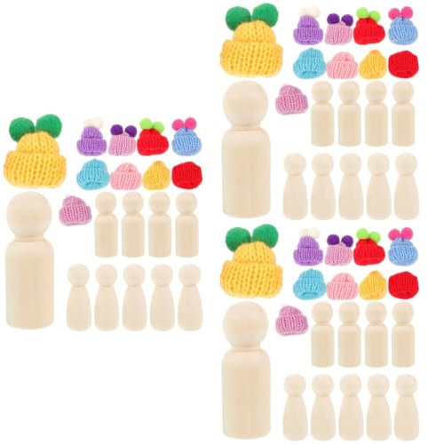 EXCEART 3 Sätze Bemaltes Puppenspielzeug Holzstift Für Gemälde Diy Malerei Holzverzierung Leere Stiftpuppen -stöpselpuppen Leere Puppen Regaldekor Garn Kind Holzfarbe Marionette