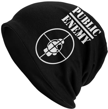 Salpica Public Enemy Unisex-Beanie-Mütze für Männer und Frauen, Winter-Strickmütze, Totenkopf-Strickmütze, Mütze