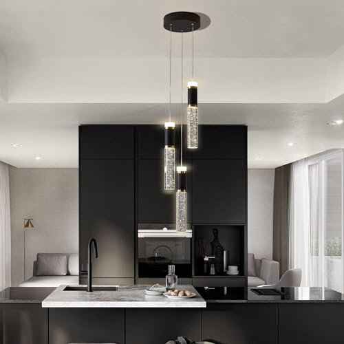 SXLXQM Pendelleuchte LED Zylinder Hängeleuchte，Dimmbare Kristall-Blasenkleine Pendelleuchten Höhenverstellbar für Nachttisch, Esszimmer, Moderne Hänge-Deckenlampe Pendellampe, Hängelampe Schlafzimmer
