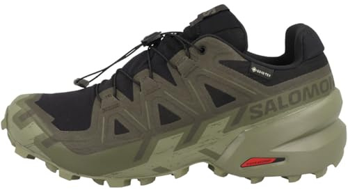 Salomon Men's Speedcross 6 Sneaker, Black/Peat/Deep Lichen Green, 9 UK