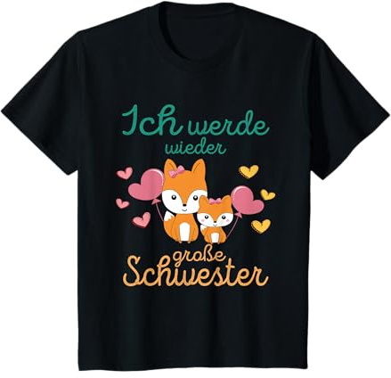 Ich werde wieder große Schwester Verkünden Füchse Mädchen T-Shirt