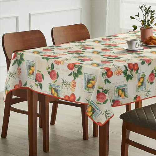 Tischdecke Stoff abwaschbar Tischtuch Tafeldecke pflegeleicht Lotuseffekt schmutz- & wasserabweisend für Indoor Outdoor Tischdecke 100x140cm mit Saum (Eingefasst) Retro
