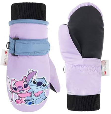 DISNEY Mickey Mouse Gants imperméables pour enfants de 2 à 4 ans, gants de neige, gants de neige Mickey, gants Thinsulate 3M, Gant de toilette avec coutures violettes, Mitten 2-5 Jahre
