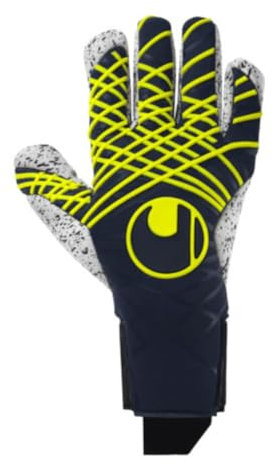 uhlsport Fußball Torwarthandschuhe Prediction Supergrip+ Finger Surround, Marine/weiß/Fluo gelb, 9.5