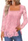 Mes Commandes en Cours De Livraison,Chemisier Femme Chic Et Élégant Dentelle Tee Shirt Femme Manches Longues Tunique Femme Grande Taille Haut Femme Ete Blouse Femme VêTements Femme(Rose,M)