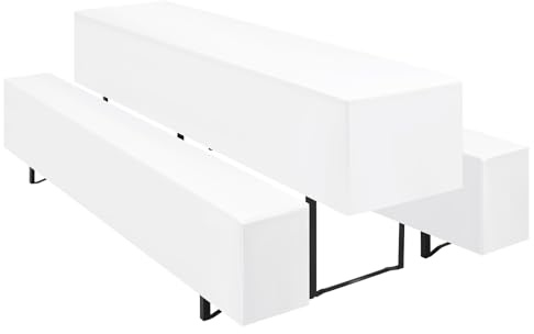 Teruntrue Bierzeltgarnitur Set 3tlg. Hussen für Bierzeltgarnitur 220 x 50cm – 1 Husse Biertisch + 2 Bierbank in Weiß - Biertischhusse Bierbankhusse Biertisch – 220x50cm Weiß