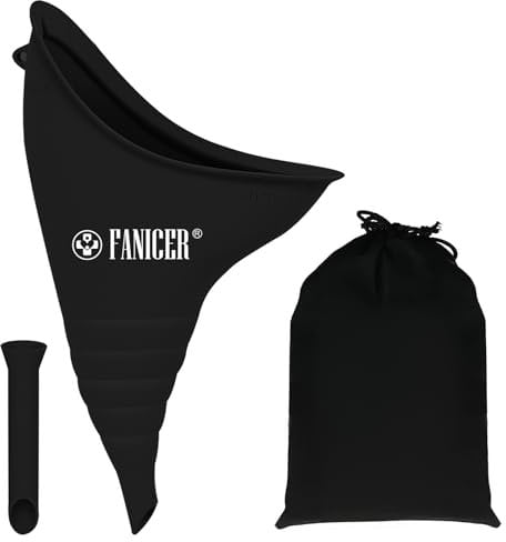 Female Urinal, Female Urination Device, Women's Urinal with Drawstring Bags and Funnel, Reusable Portable Funnel for Women, Female Urination Device Camping Toilet Gadgets Hiking Essentials (Black)