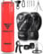 ASBRAVO Boxsack für Erwachsene, 4ft PU schweren Boxsack Set 12OZ Handschuhe für MMA Muay Thai Kickboxen Training Home Gym, Kampfsport (ungefüllt)-Rot
