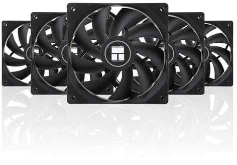 Thermalright TL-C12C X5 CPU Cooler Fan 12cm Silent Cooling Fan,Lightless,Desktop CPU,with 1550RPM Speed,Suitable for Chassis, Water Cooling Radiators(5 Quantities)