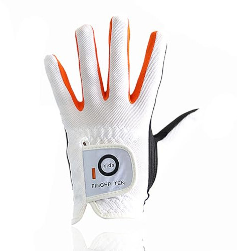 Golfhandschuhe Kinder Jugend Junior Mädchen für Linke Hand, Junge Golf Handschuhe Atmungsaktive Mikrofaser Synthetische Rechtshänder für Alter 4-13 Jahre (weiß, L)