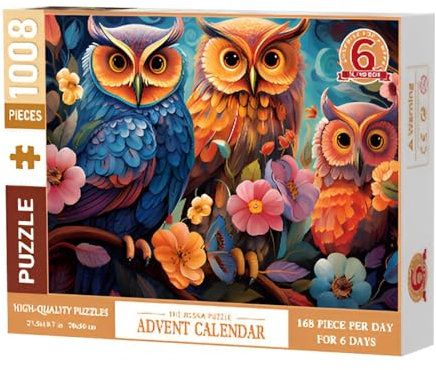 Goowafur Adventskalender-Puzzle,Puzzle-Adventskalender - Feiertagspuzzles 1008 Teile Adventskalender,Lustige Countdown-Kalender-Puzzles für 2024 für verliebte Familien