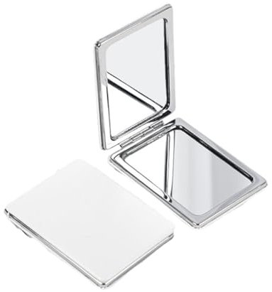 WeddHuis 1 pièce Miroir Maquillage de Poche Portable PU,Mini Miroir Pliant Double Face pour Voyages,Déplacements Professionnels,petit,de voyage,a main,de courtoisie (73mm) (rectangulaire)