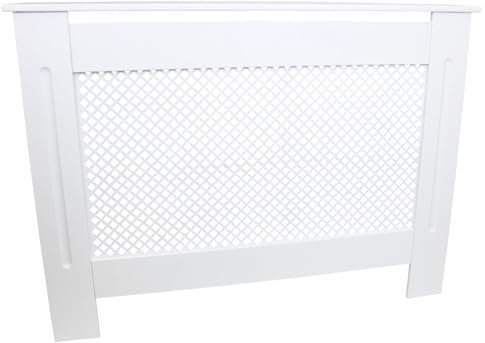 Heizkörperabdeckung, weiß lackiertes MDF-Holz, Spaliergitter, moderne Heizung, Möbel, Schrank, Regal, mittelgroß, 1115 mm