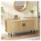 Rattan-Küchenschrank mit Türen und Regalen für Wohnzimmer und Schlafzimmer, freistehend, Mehrzweckschrank: 120 x 40 x 55 cm