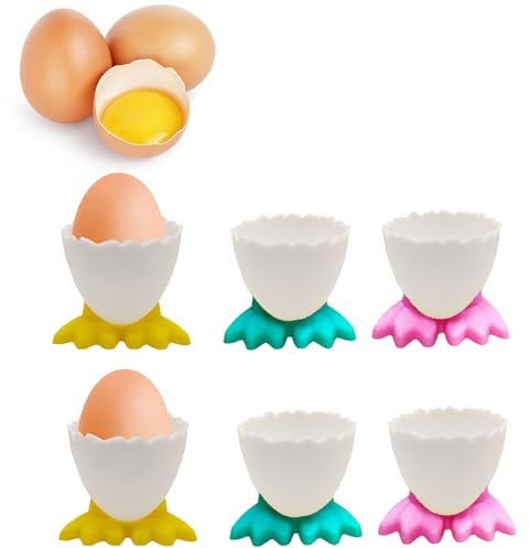 6PCS Cute and Egg Cups Set, Funny Egg Cups, Toppers Adorable Egg Topper for Boiled Eggs Creative Breakfast Boiled Egg Holder Fun Kitchen Accessories Novelty Egg Cups 