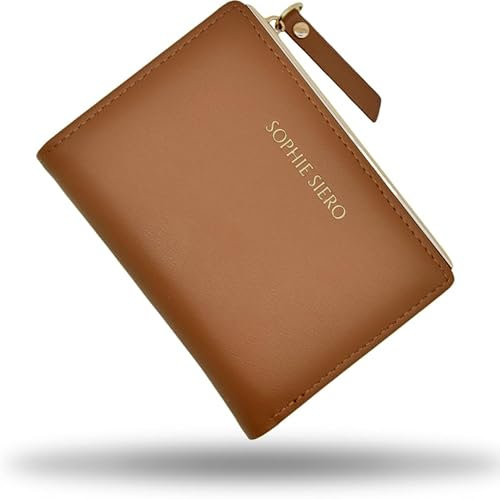 Geldbörse klein braun Damen - Braunes Portemonnaie mit munzfach Sophie Siero Lois - Geldbeutel mit goldenen Details